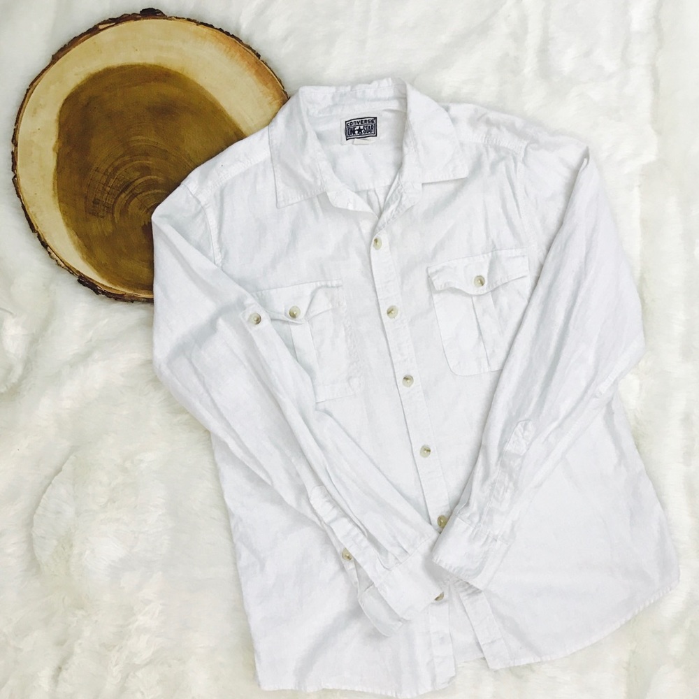 Converse One Star Button Down Long Sleeve Ivory