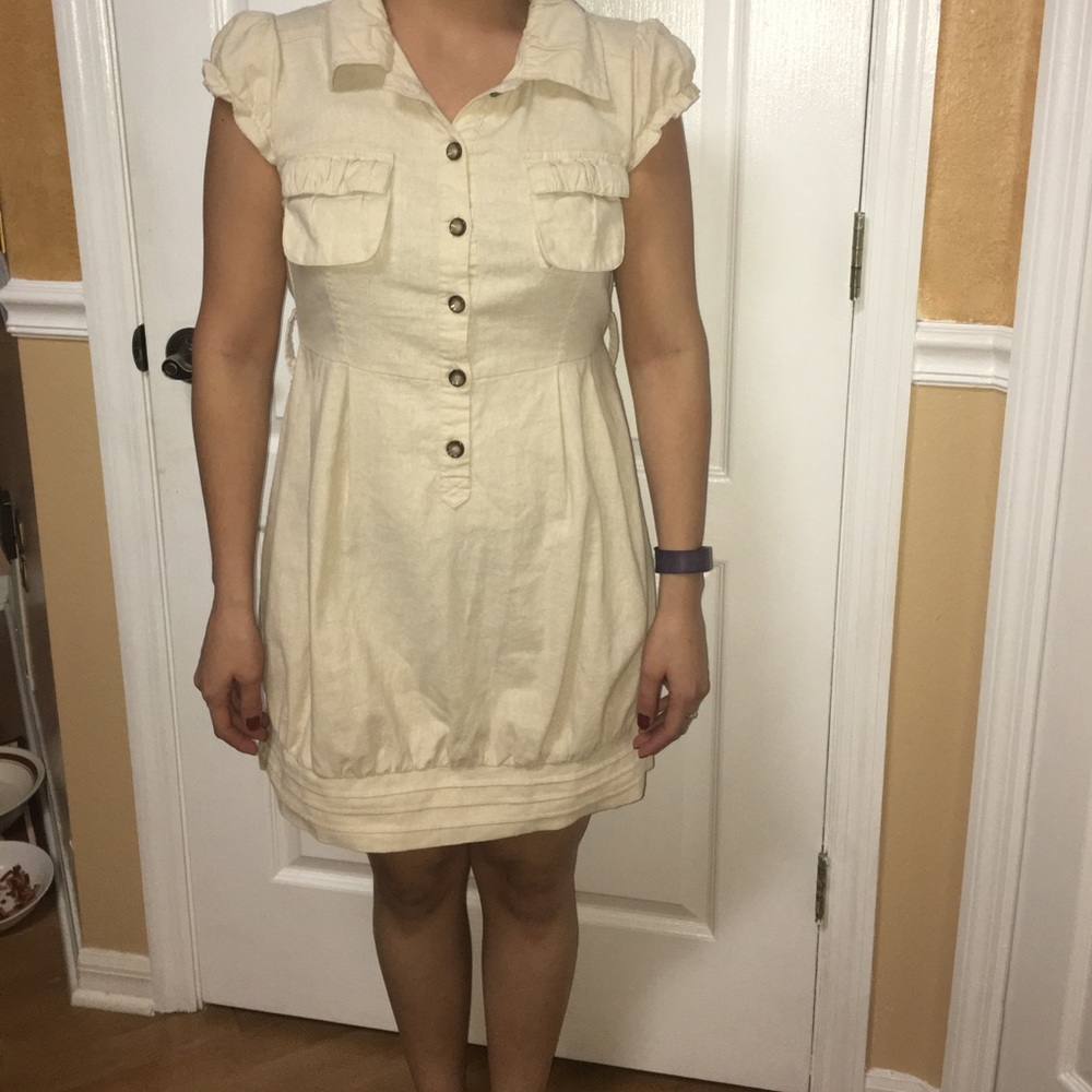 Cream colored dress with buttons