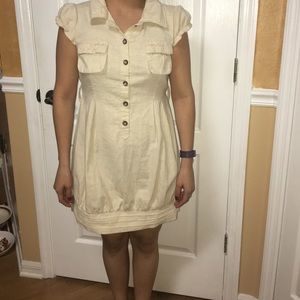 Cream colored dress with buttons