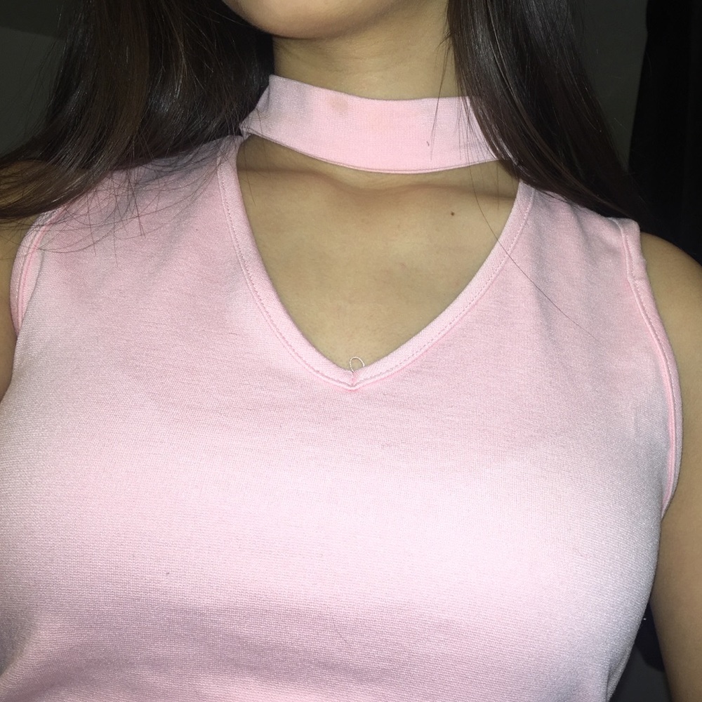choker pink tank top