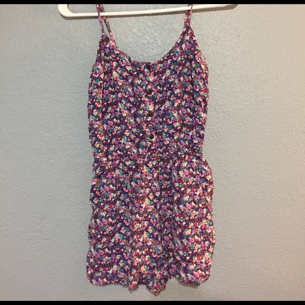 Purple colorful floral romper