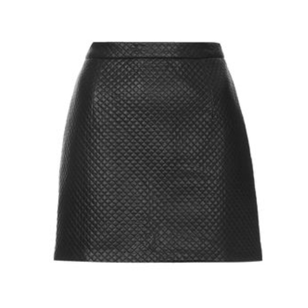 Topshop Quilted Faux Leather A-Line Mini Skirt
