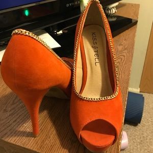 Orange high heels