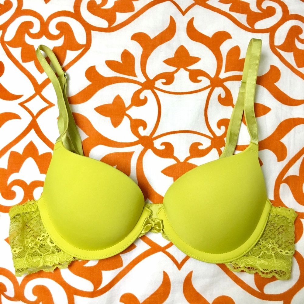 Aerie Harper Chartreuse Lace Push-up Bra 32A