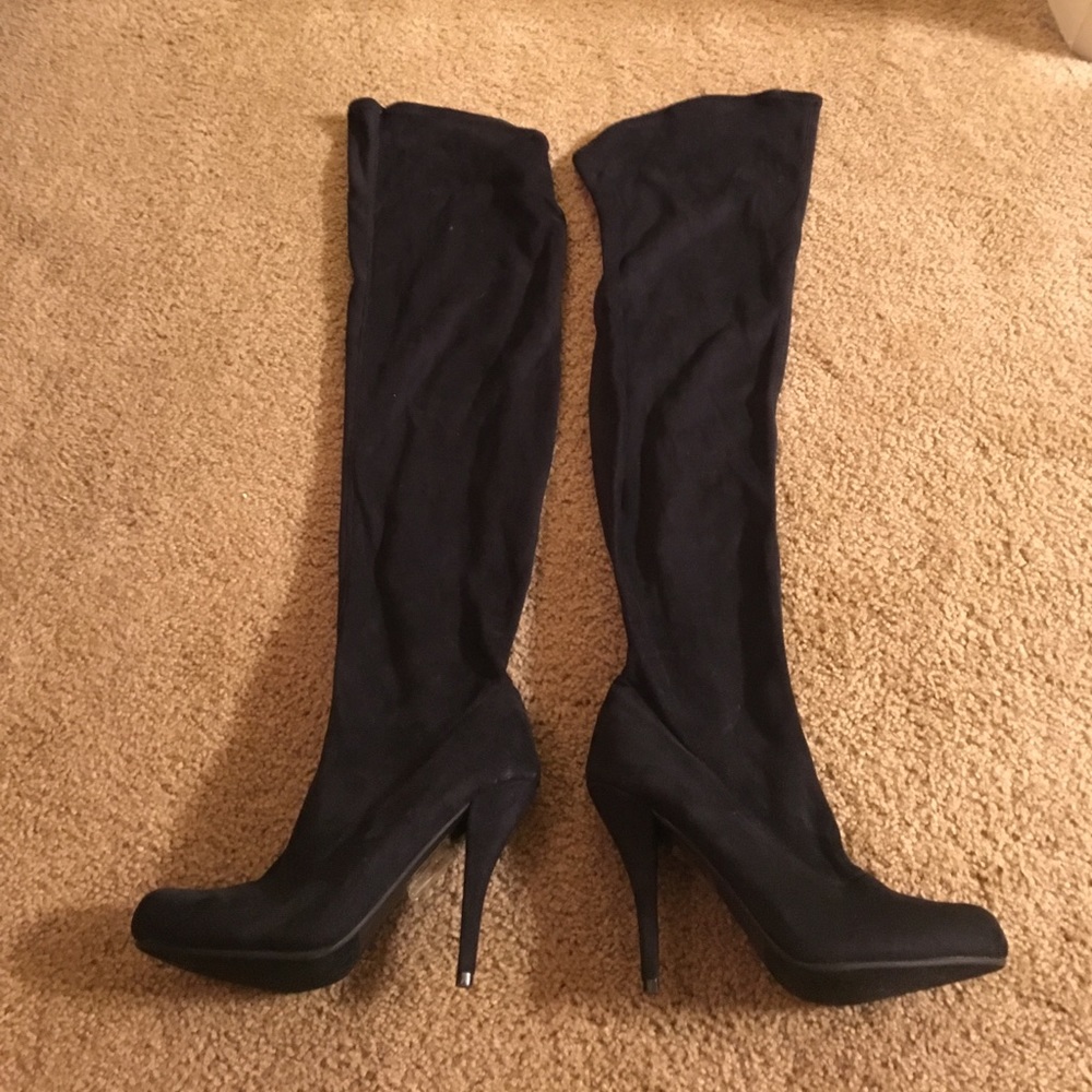 Thigh high suede boots