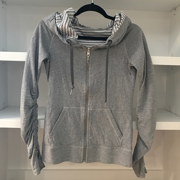 Gray/Stripe reversible Lululemon hoodie, 4 - Picture 1 of 2