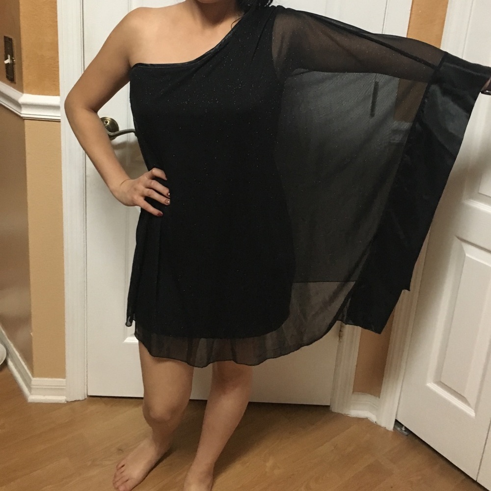 Black sparkly one shoulder dress