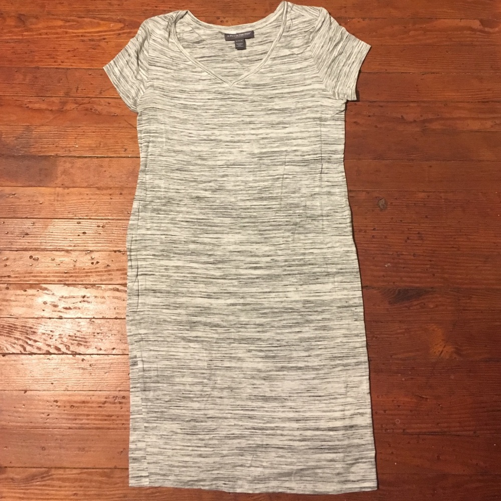 Grey striped maternity dress