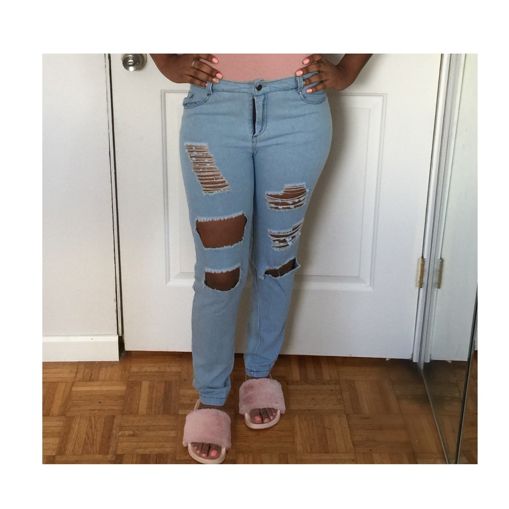 Ripped blue jeans