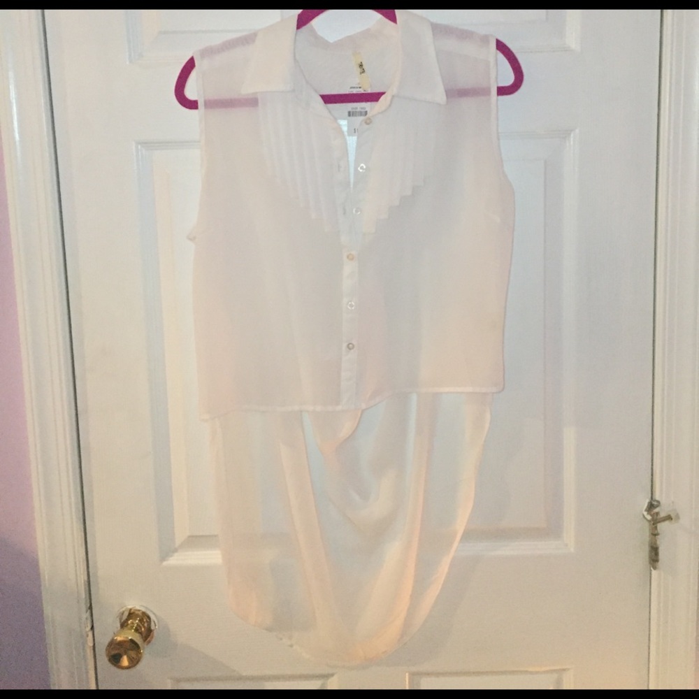SHEER WHITE TUXEDO STYLE TOP