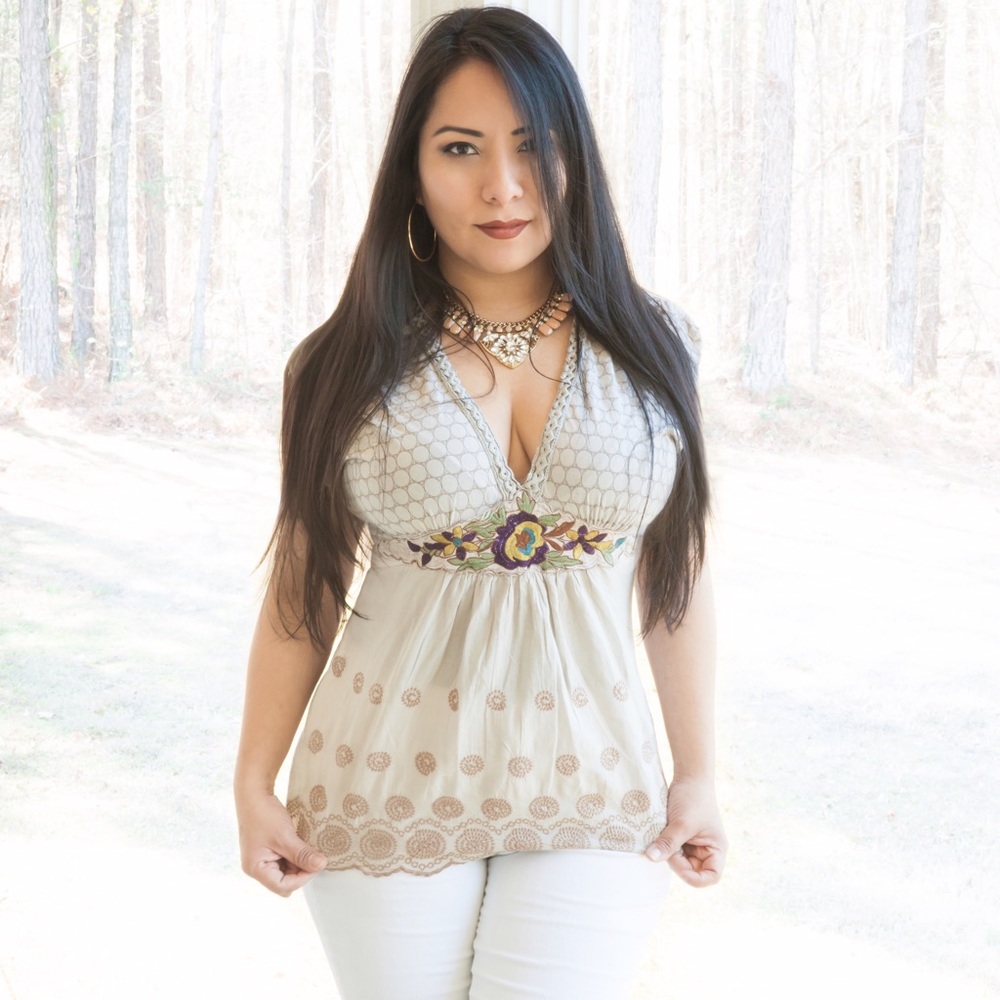 Language, Deep V-Neck Top