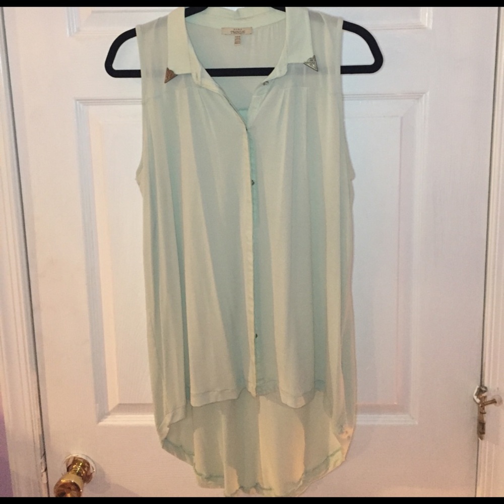 Mint Green Sleeveless Blouse