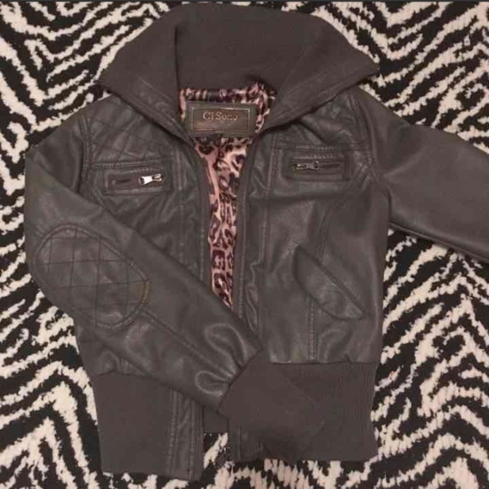 Gray faux leather jacket