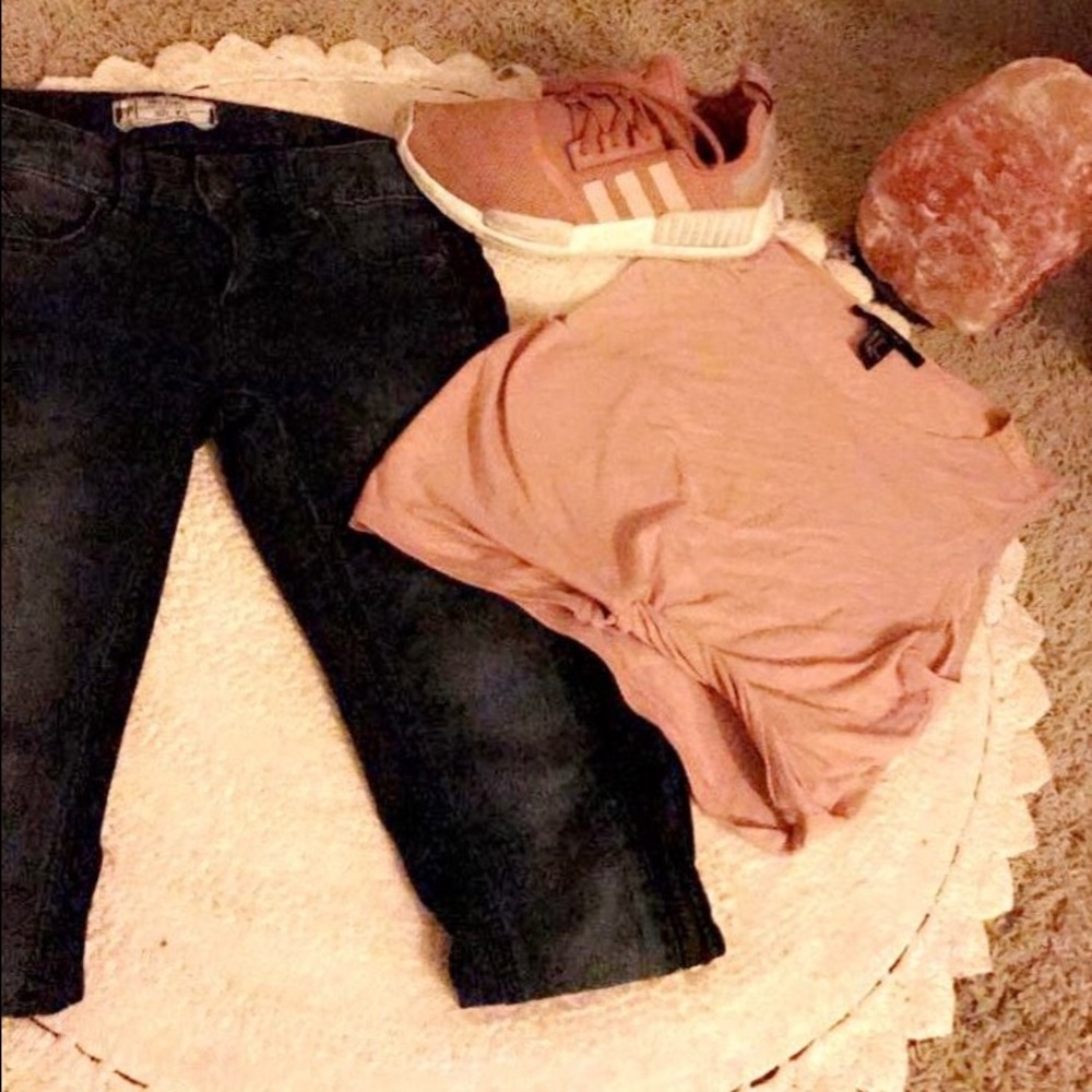 Free People leather detail jeans