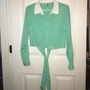 White lace Collar Top