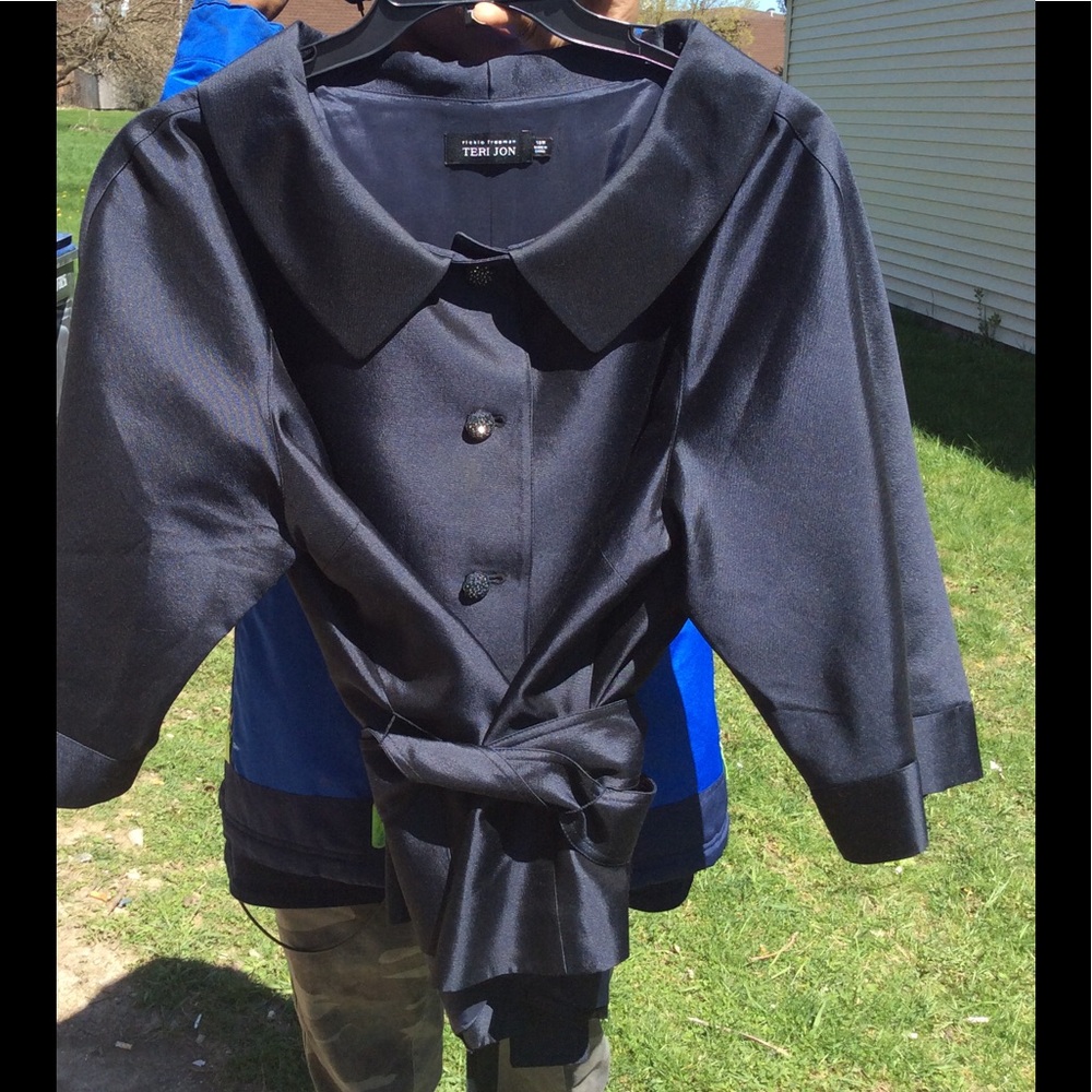 Beautiful Silk Evening Jacket! Rich Navy Blue!