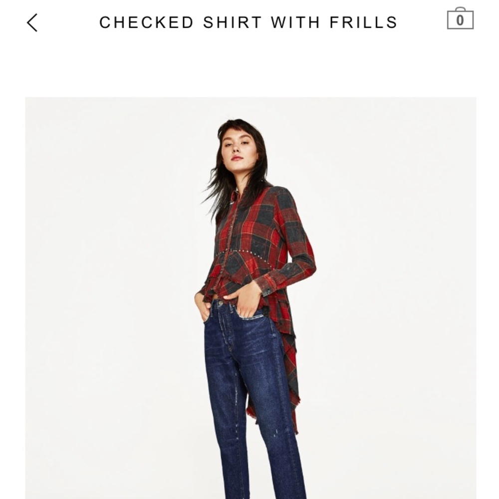 ISO Zara checked shirt with frill
