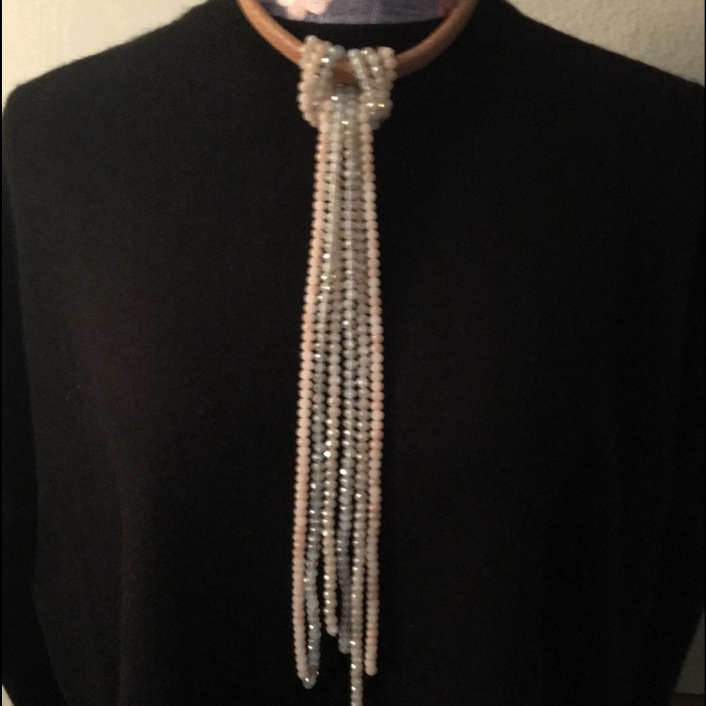 Long beaded Genuine Leather Choker Necklace