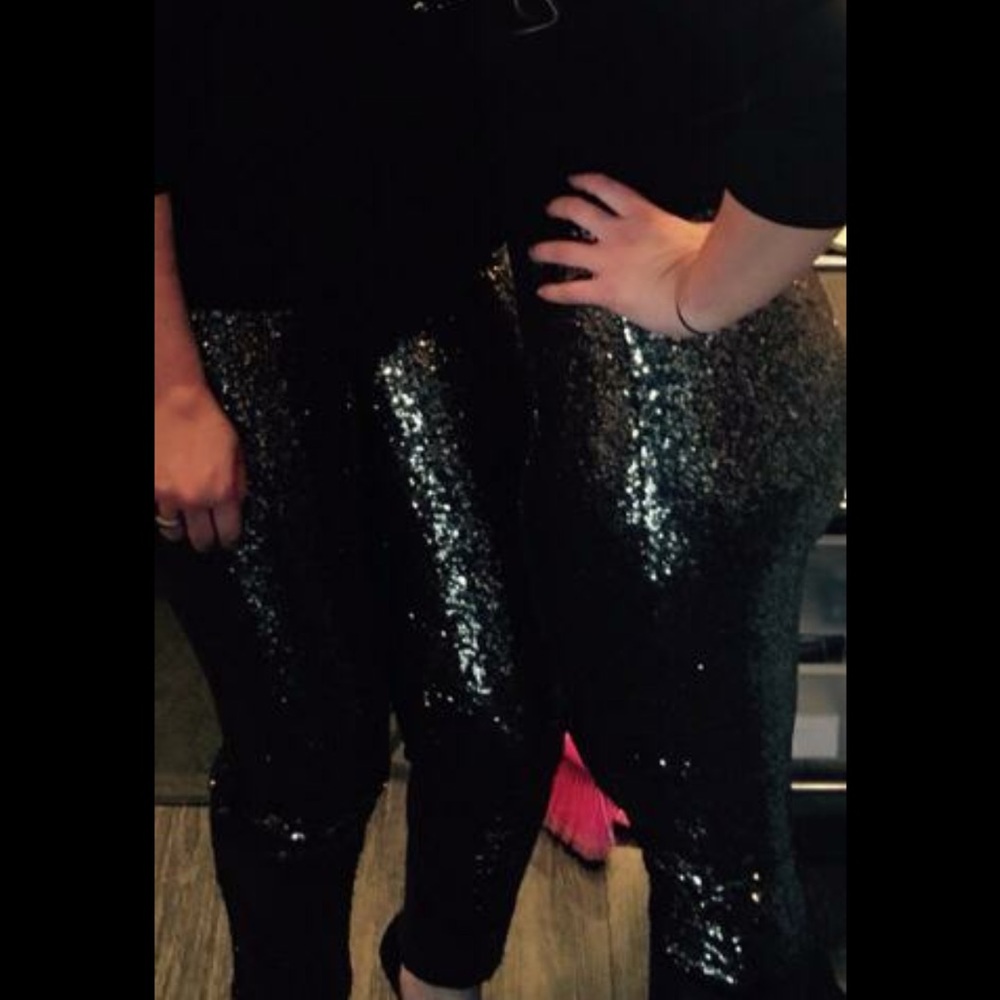 Gold and black sequin leggings, only 1 small left