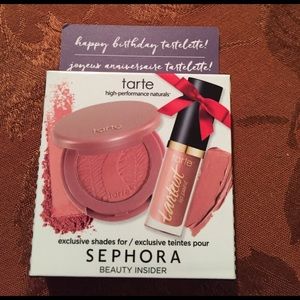 Tarte 12 hour blush and creamy matte lip paint.