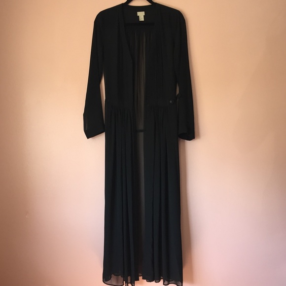 H&M Sheer Black Maxi Dress Coat - Picture 3 of 4