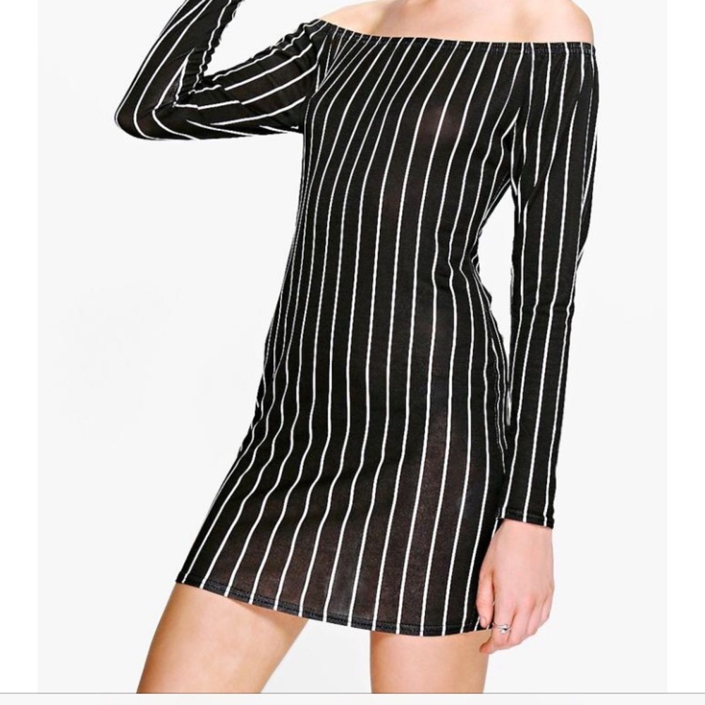 Striped off the shoulder bodycon