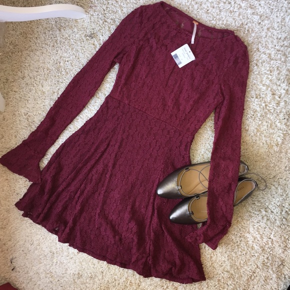 Free People RED or IVORY Teen Witch Lace Dress NWT - Picture 4 of 7