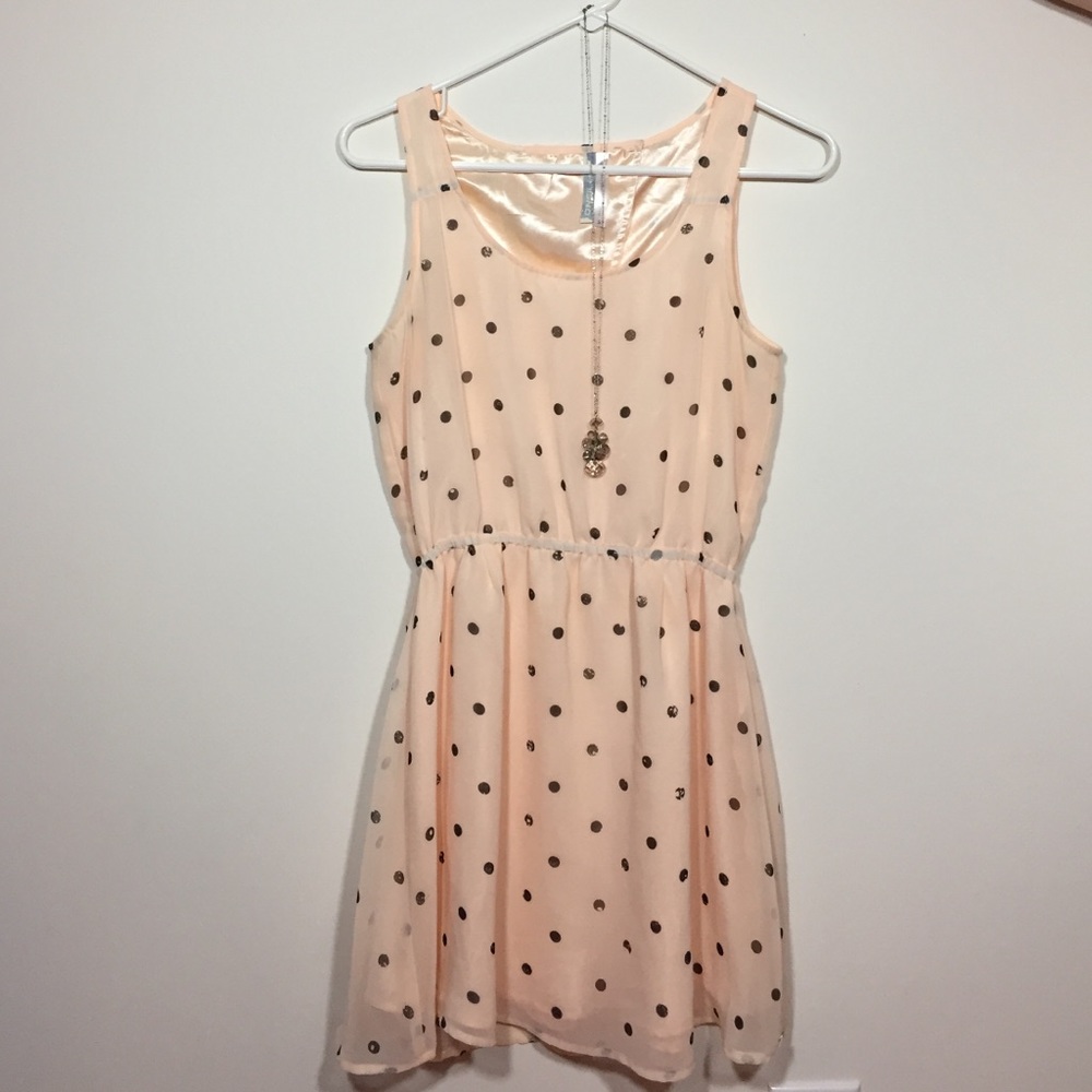 O'Neill Light Pink Dress with Black Polka Dots