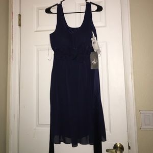 Oleg Cassini dark navy blue dress
