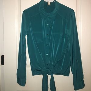 Green Button Down top