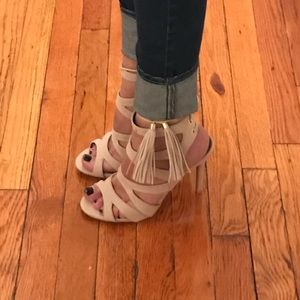 Nude Suede Strappy Heel
