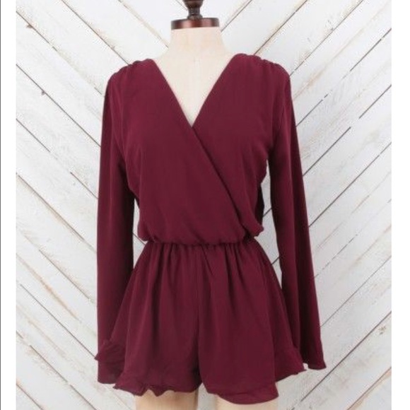 Altar'd State Dresses & Skirts - Burgundy ruffle romper