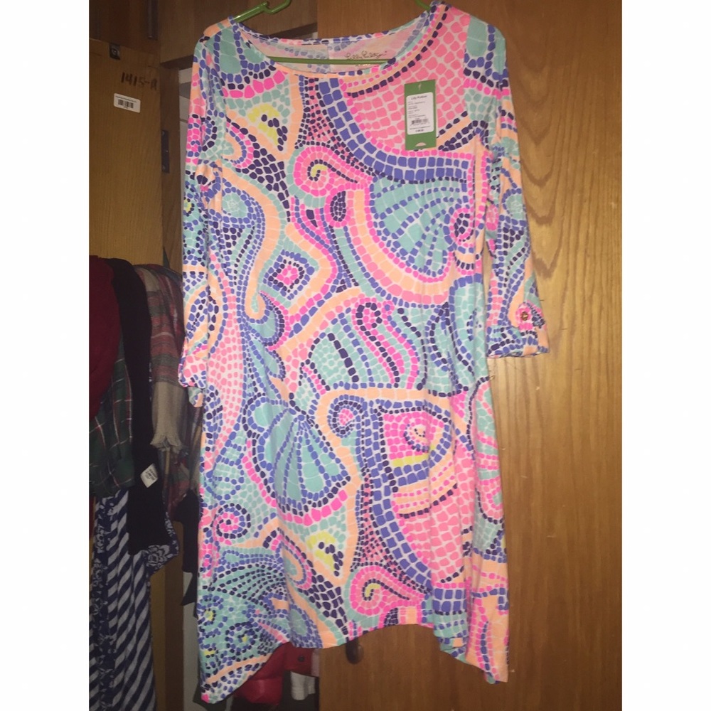 Size small Edna dress in Multi Tile Wave print