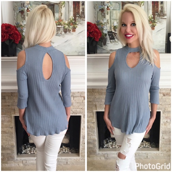 LAST 1! ❤️Prada blue Modal ribbed 3 qtr sleeve top - Picture 2 of 4