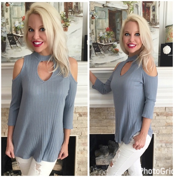 LAST 1! ❤️Prada blue Modal ribbed 3 qtr sleeve top - Picture 4 of 4