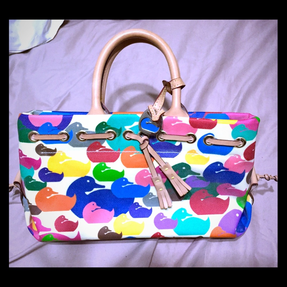 Dooney & Bourke multi colored logo ducks purse