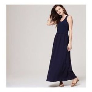 Ann Taylor LOFT Navy Blue Maxi Dress Small New