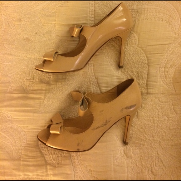 Butter Nude Bow Heels Size 8 Made in Italy - Picture 2 of 5
