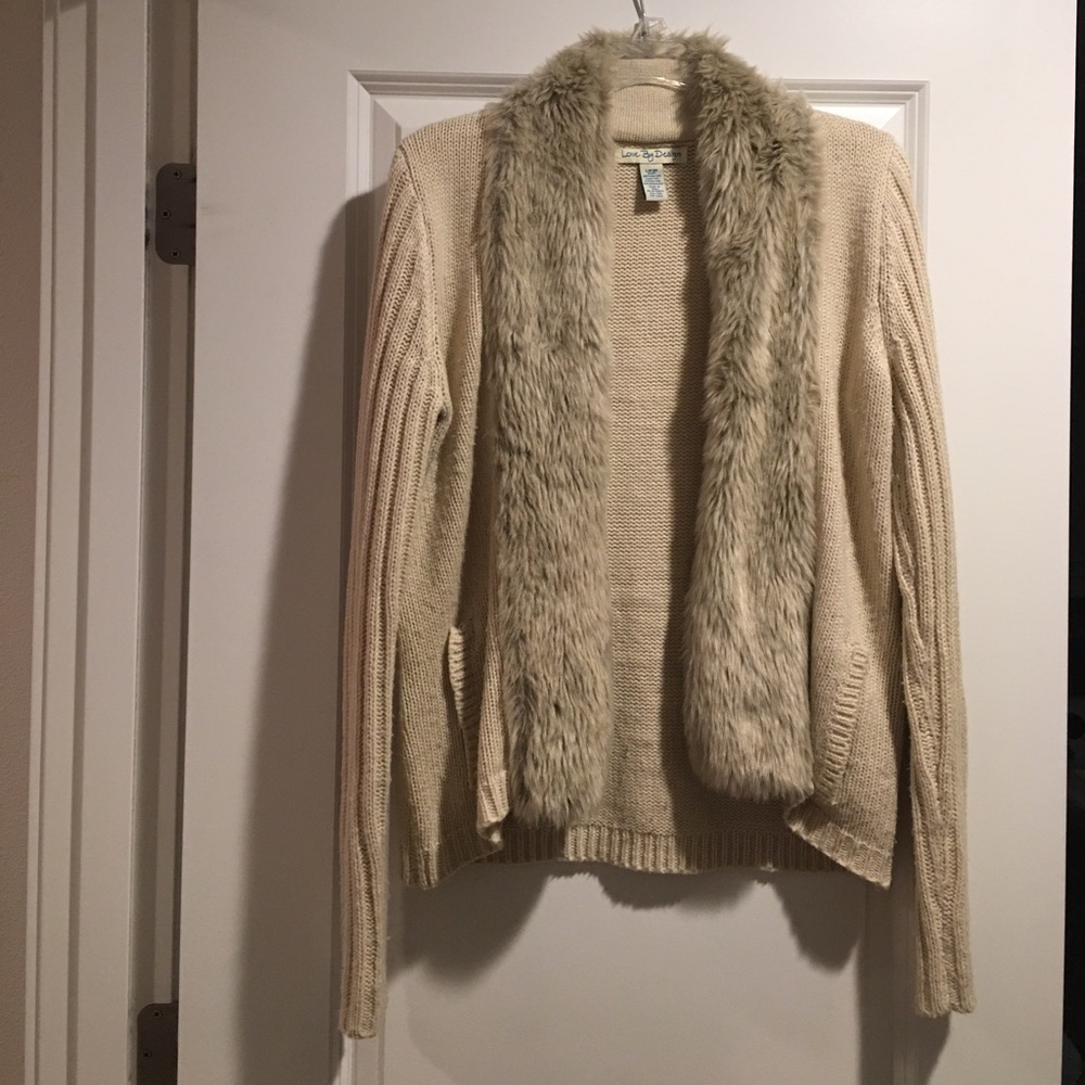 Knit Sweater w/ Faux Fur Trim