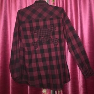 Burgundy skull flannel
