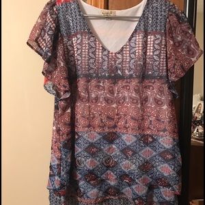 Red, white, and blue short sleeved top