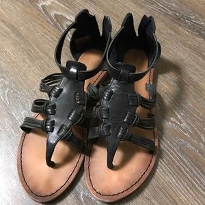 Black leather sandals