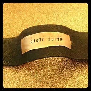 Repurposed belt bangle bracelet "dirty south"