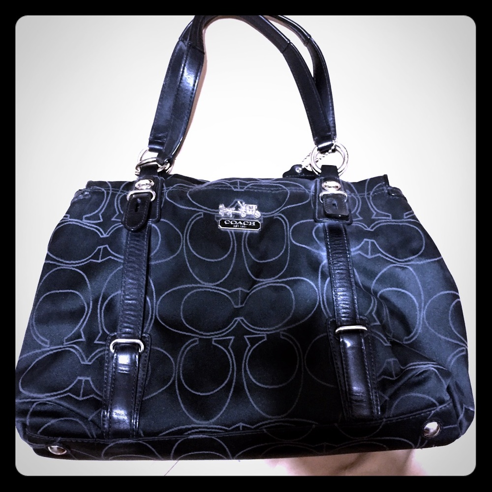 Black Coach fabric logo bag