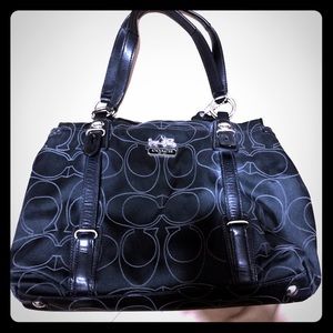 Black Coach fabric logo bag