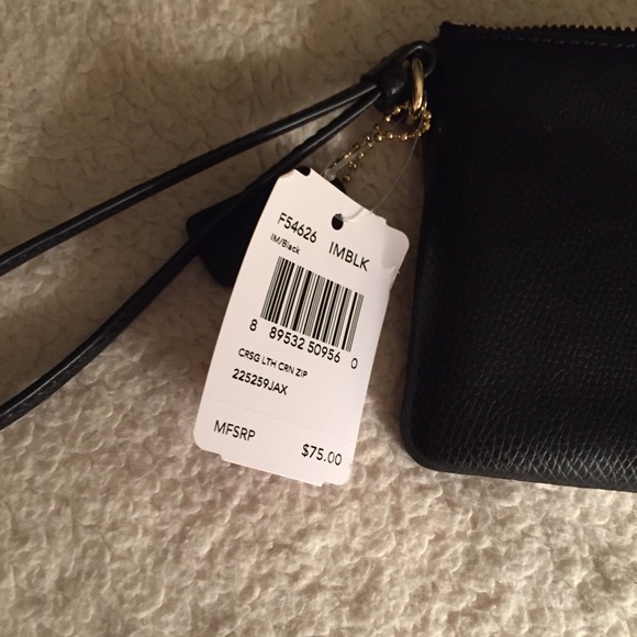 COACH Crossgrain black Leather Corner Zip Wristlet - Picture 3 of 4