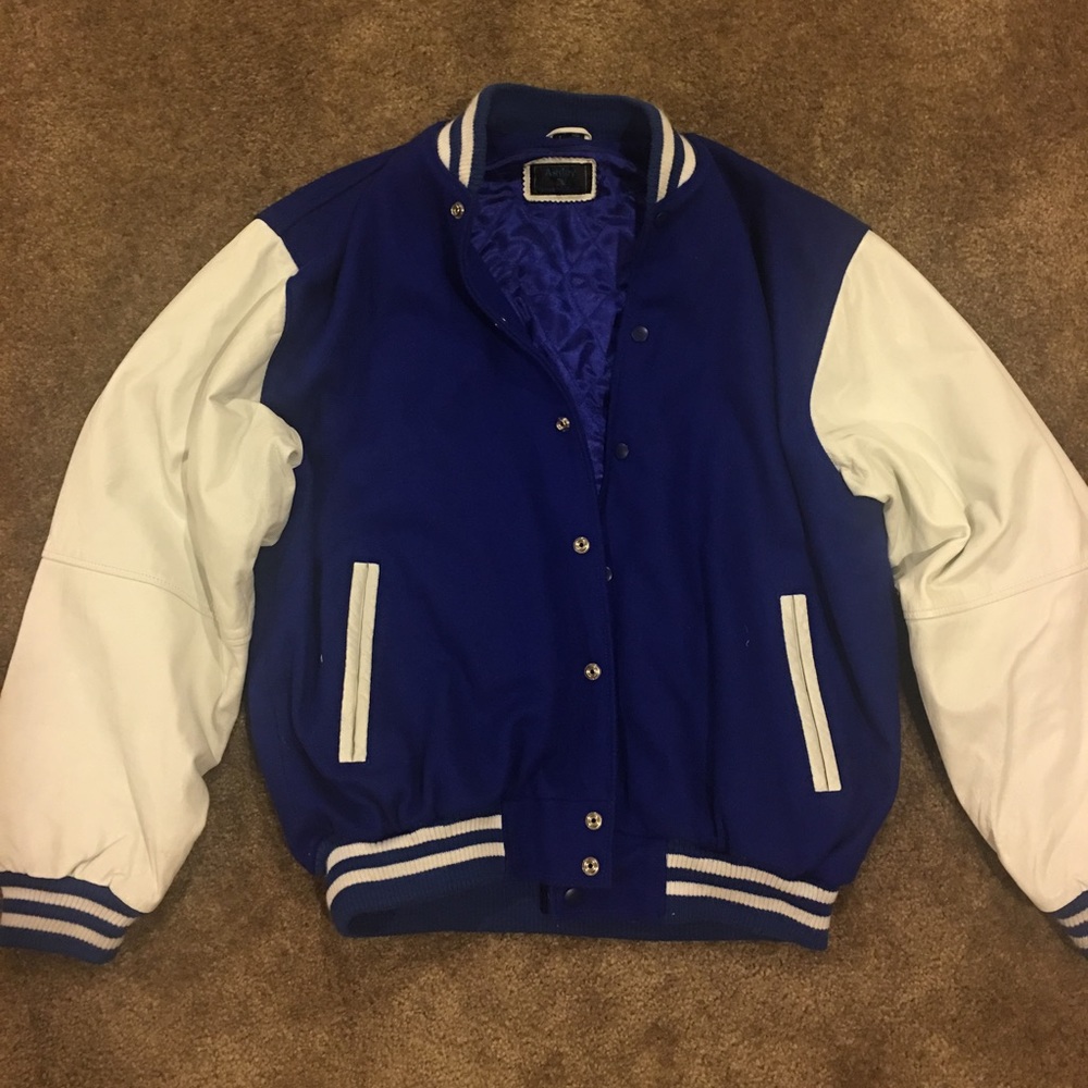 Royal blue and white track jacket