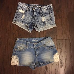Jean Shorts Lace Crochet Cut Ripped 3