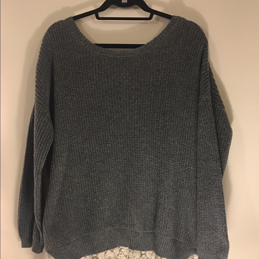 ❌SOLD❌ Oversized Trendy Sweater With Lace Trim