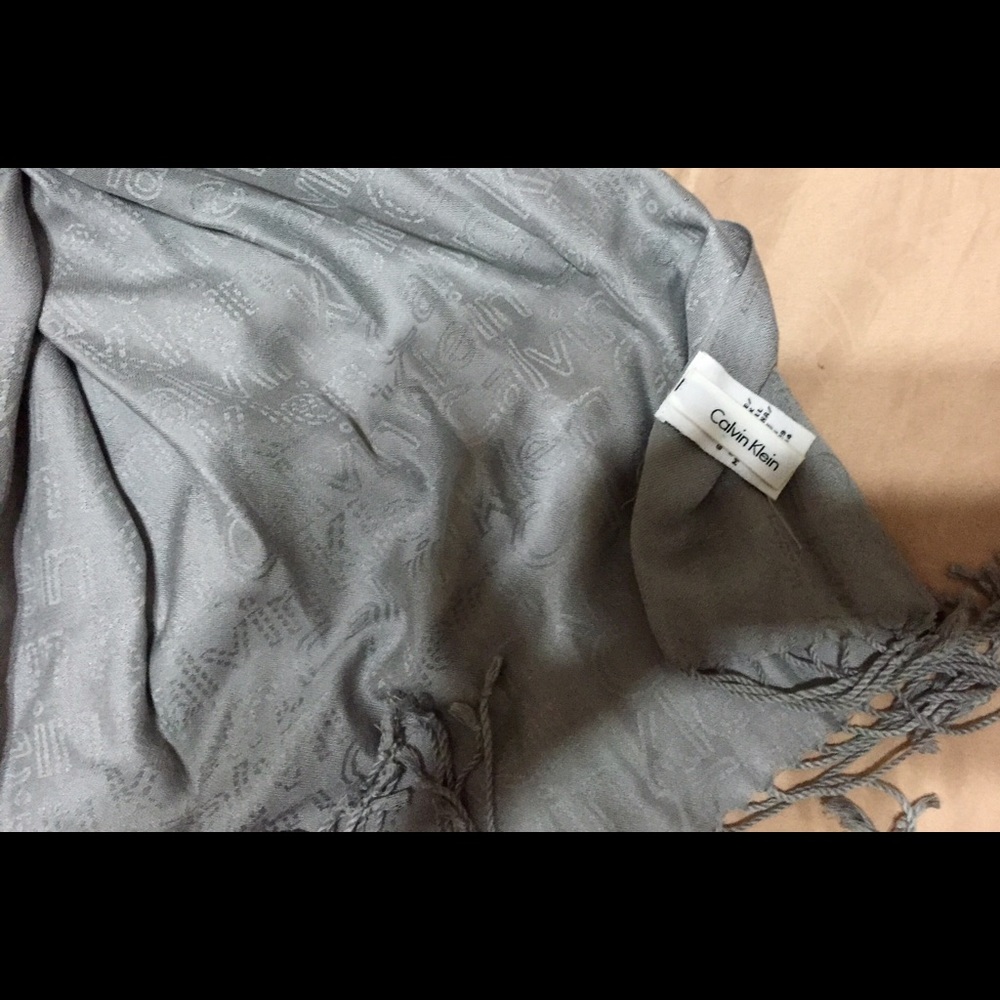 Gray Calvin Klein logo scarf